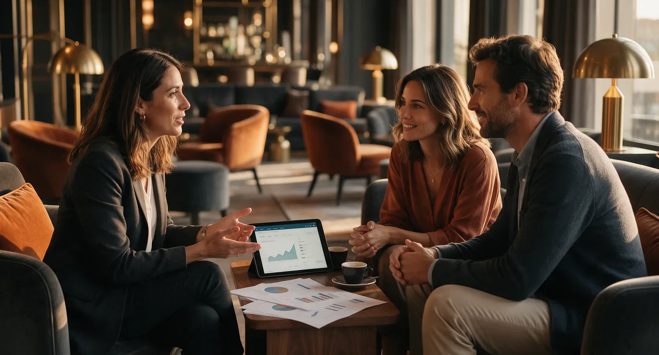 SEO para Restaurantes 4 Consultora de marketing turístico revisando la analítica web con los propietarios de un hotel