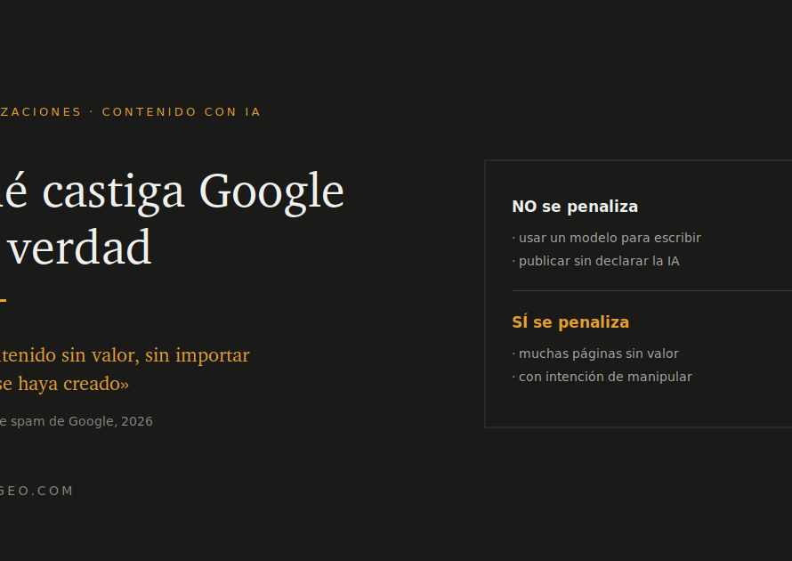 Qué castiga Google de verdad en el contenido generado con IA, según su política de spam de 2026
