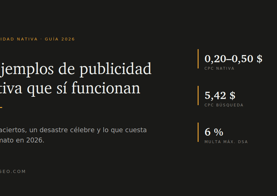 Portada del artículo sobre ejemplos de publicidad nativa con las cifras de coste por clic de 2026